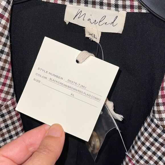 Marled Womens Notched Lapel One Button Lined‎ Blazer Jacket Multicolor XL NWT - Picture 4 of 7